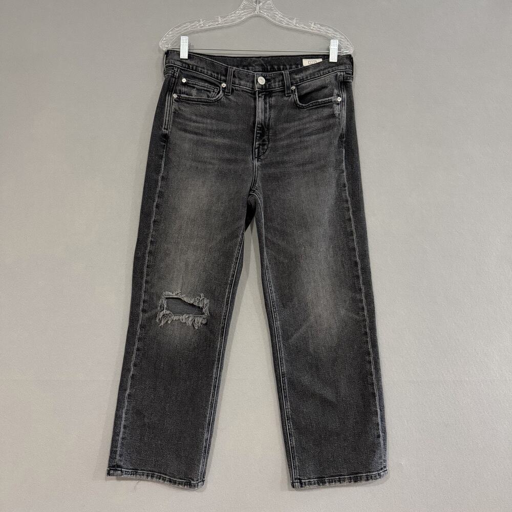 AYR The Easy Easy Jeans Women's 30x25 Black Demin Wash Straight Leg Distressed